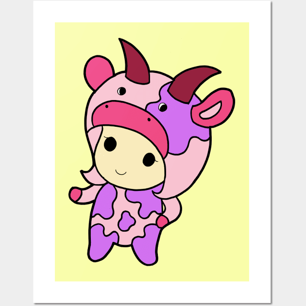 Kawaii Purple Cow - Cow Anthro Wall Art by coloringiship